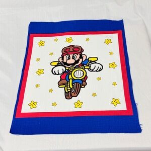 Vintage 90s Super Mario Nintendo Fabric Quilt Block Gamer Craft